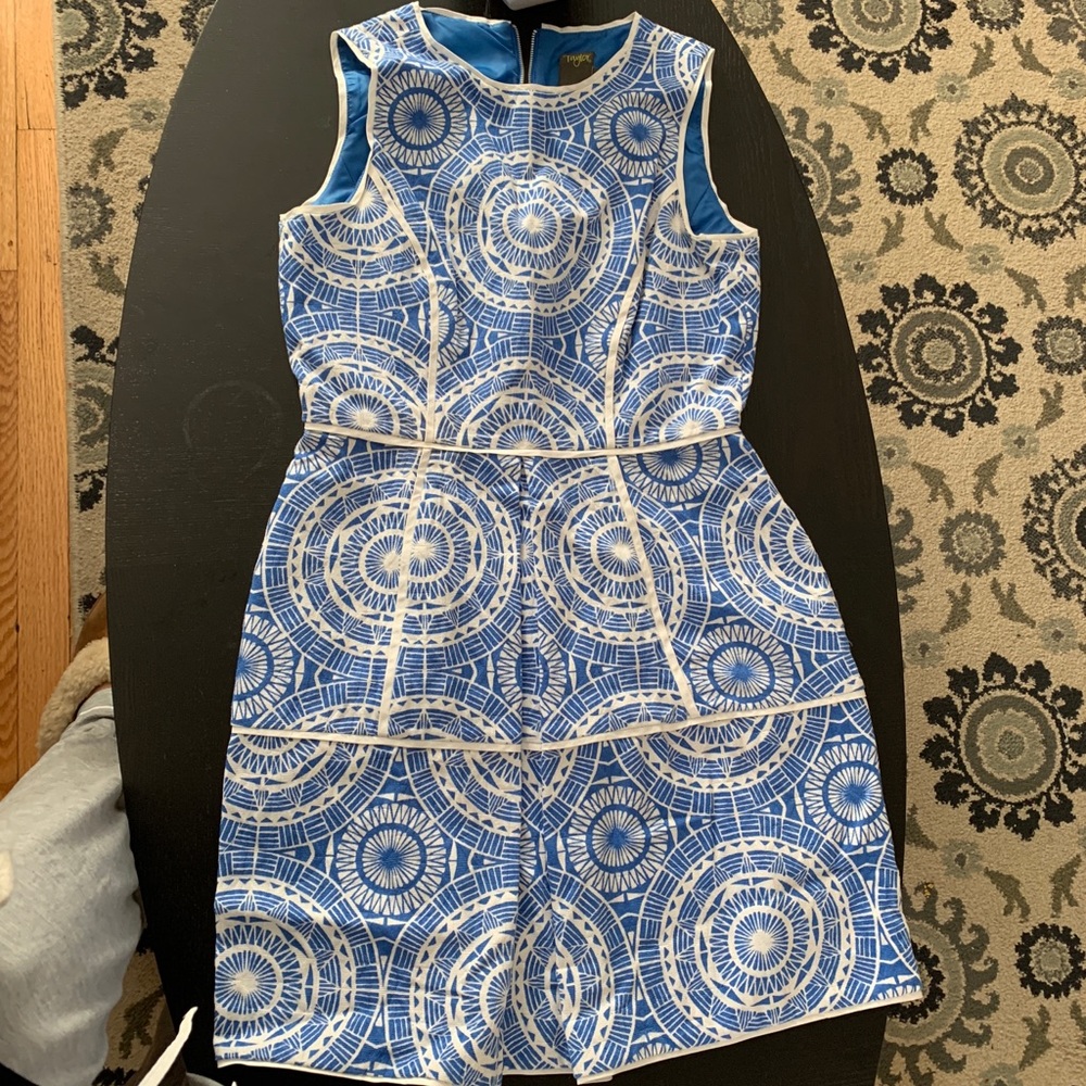 Taylor Dresses Blue & White patterned dress